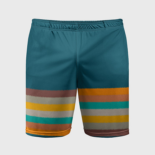 Мужские спортивные шорты Индиго и омбре градиент заката с текстурой / 3D-принт – фото 1