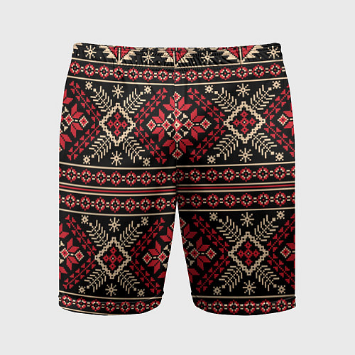 Мужские спортивные шорты Этнический славянский орнамент / 3D-принт – фото 1