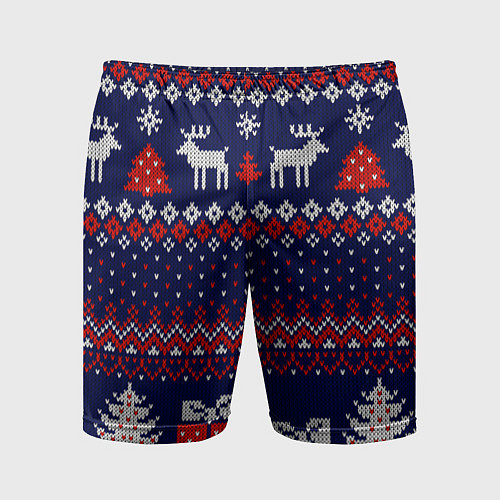 Мужские спортивные шорты Новогодний вязаный паттерн / 3D-принт – фото 1