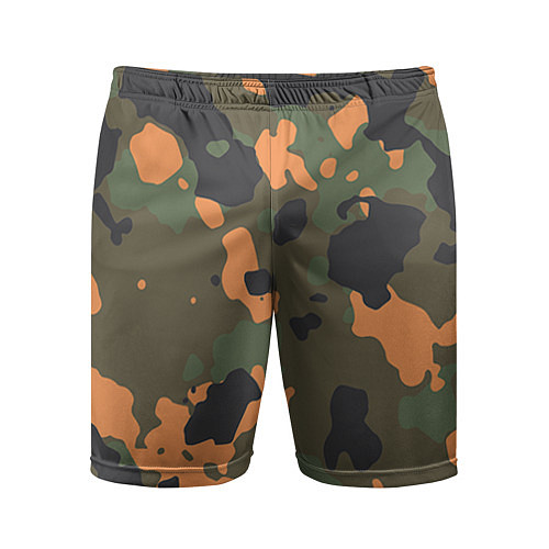Мужские спортивные шорты Камуфляж: хаки/оранжевый / 3D-принт – фото 1