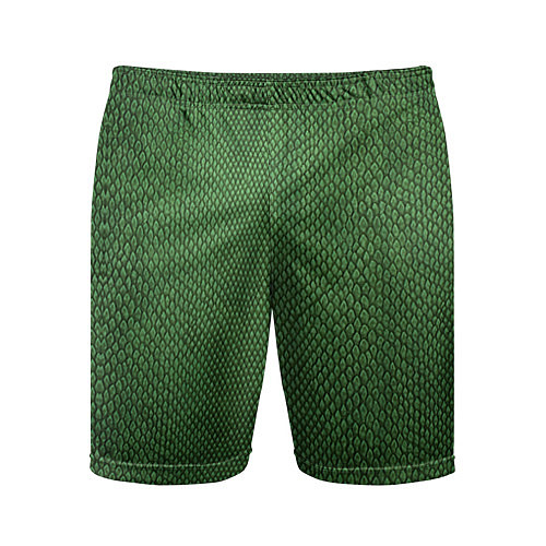 Мужские спортивные шорты Змеиная зеленая кожа / 3D-принт – фото 1