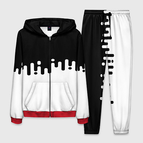 Мужской костюм Чёрно-белый узор / 3D-Красный – фото 1