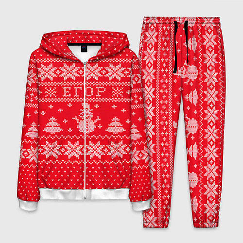 Мужской костюм Новогодний Егор ugly sweater со снеговиками / 3D-Белый – фото 1