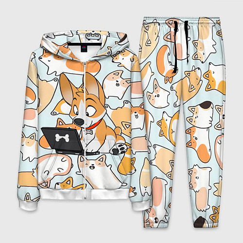 Мужской костюм Корги / 3D-Белый – фото 1