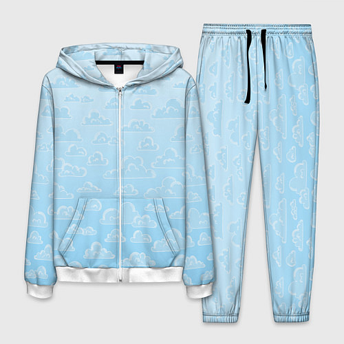 Мужской костюм Очень светлые голубые облака / 3D-Белый – фото 1