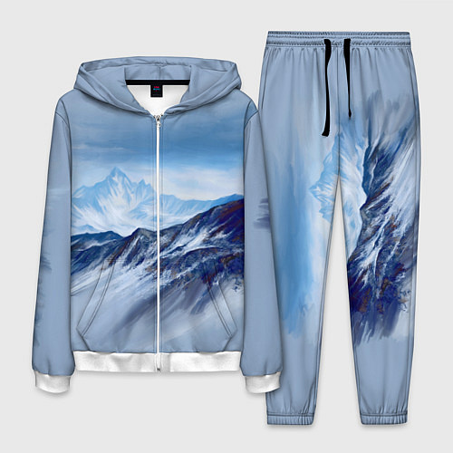 Мужской костюм Серо-голубые горы / 3D-Белый – фото 1