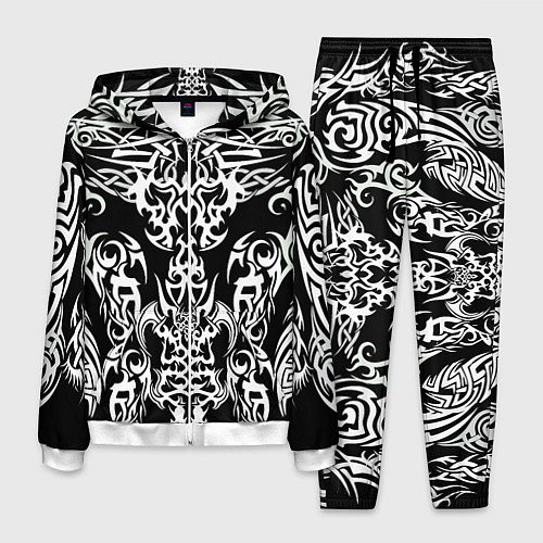 Мужской костюм ТАТУ ЧЕРНО БЕЛОЕ УЗОР / 3D-Белый – фото 1
