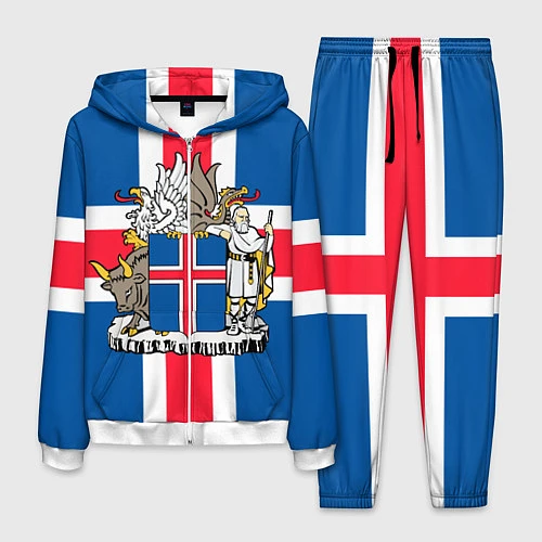 Мужской костюм Флаг и Герб Исландии / 3D-Белый – фото 1