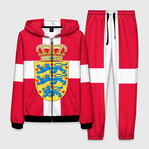 Мужской костюм Дания Герб и флаг Дании / 3D-Черный – фото 1