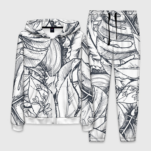 Мужской костюм Тропические листья / 3D-Белый – фото 1