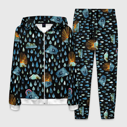 Мужской костюм Дождливая осень Солнце, облака / 3D-Белый – фото 1