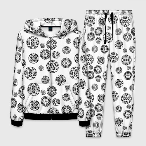 Мужской костюм Черно-белый геометрический узор / 3D-Черный – фото 1