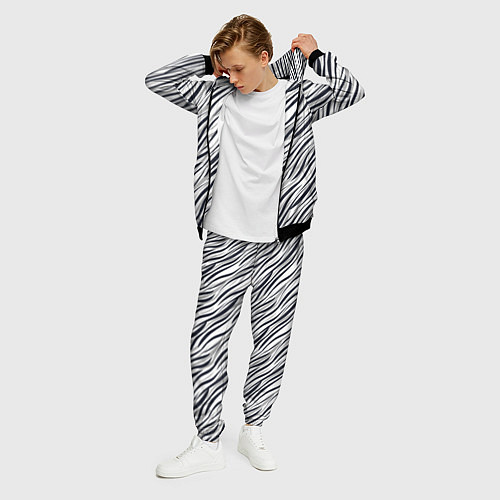 Мужской костюм Черно-белый полосатый тигровый / 3D-Черный – фото 3