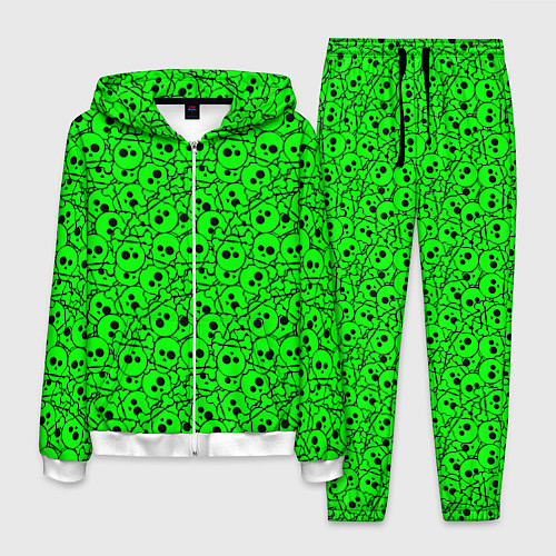 Мужской костюм Черепа на кислотно-зеленом фоне / 3D-Белый – фото 1