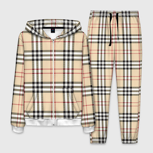 Мужской костюм Клетчатый принт в стиле Burberry / 3D-Белый – фото 1