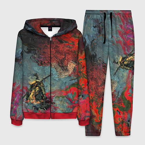 Мужской костюм Sekiro Самурай против дракона / 3D-Красный – фото 1