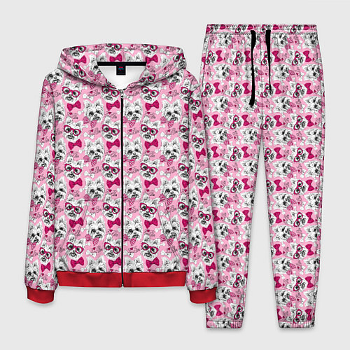 Мужской костюм Йоркширский Терьер на Розовом Фоне / 3D-Красный – фото 1