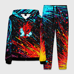 Костюм мужской Cyberpunk 2077 Цветные брызги, цвет: 3D-черный