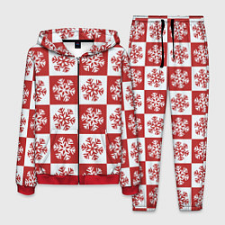 Костюм мужской Шахматные Снежинки, цвет: 3D-красный