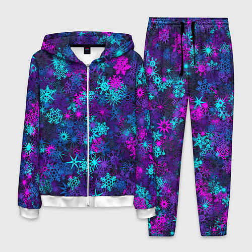 Мужской костюм Неоновые снежинки / 3D-Белый – фото 1
