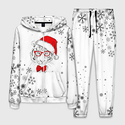 Мужской костюм Новогодний тигр летящие снежинки