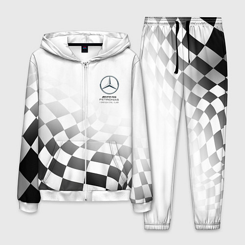 Мужской костюм MERCEDES, МЕРСЕДЕС СПОРТ, ФИНИШНЫЙ ФЛАГ, ФОРМУЛА 1 / 3D-Белый – фото 1