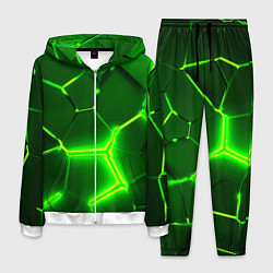 Костюм мужской 3D ПЛИТЫ НЕОН NEON GREEN HEXAGON РАЗЛОМ, цвет: 3D-белый