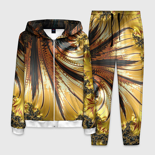 Мужской костюм Черный с золотым фрактал Абстракция / 3D-Белый – фото 1