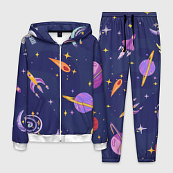 Мужской костюм Космический дизайн с планетами, звёздами и ракетам