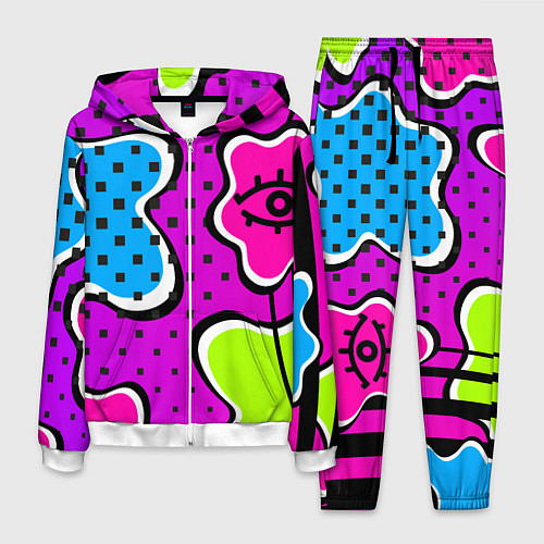 Мужской костюм Яркий абстрактный узор в стиле 90х, неоновые цвета / 3D-Белый – фото 1