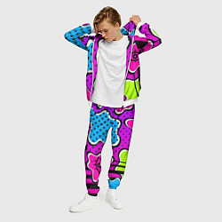 Костюм мужской Яркий абстрактный узор в стиле 90х, неоновые цвета, цвет: 3D-белый — фото 2