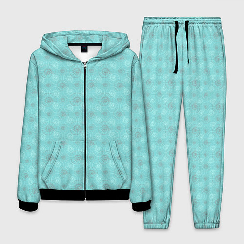 Мужской костюм Морские раковины наутилус на бирюзовом фоне / 3D-Черный – фото 1