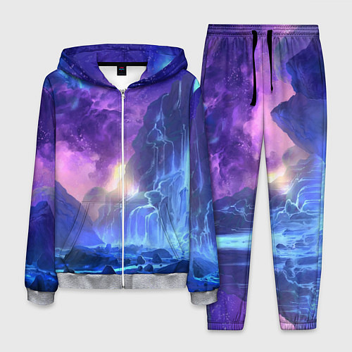 Мужской костюм Фантастический пейзаж Водопад Неон / 3D-Меланж – фото 1