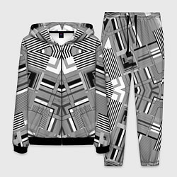 Костюм мужской Черно белый современный геометрический узор Симмет, цвет: 3D-черный
