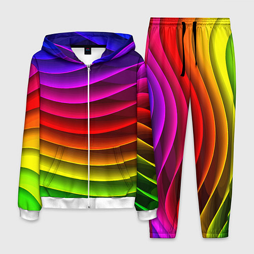 Мужской костюм Color line neon pattern Abstraction Summer 2023 / 3D-Белый – фото 1