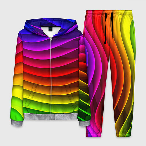 Мужской костюм Color line neon pattern Abstraction Summer 2023 / 3D-Меланж – фото 1