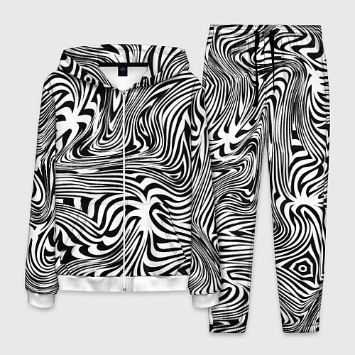 Мужской костюм Сумасшедшая зебра Абстрактный узор с извилистыми л / 3D-Белый – фото 1