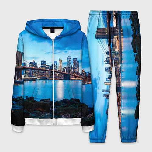 Мужской костюм Закат в мегаполисе / 3D-Белый – фото 1