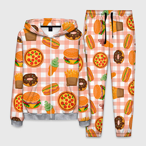 Мужской костюм PIZZA DONUT BURGER FRIES ICE CREAM pattern / 3D-Меланж – фото 1