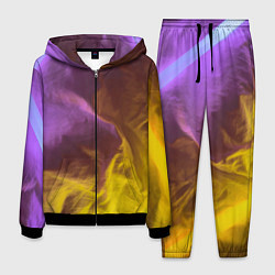 Костюм мужской Неоновые фонари на шёлковой поверхности - Фиолетов, цвет: 3D-черный