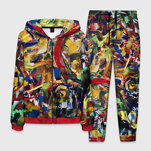 Мужской костюм Смелые экспрессивные мазки краски / 3D-Красный – фото 1