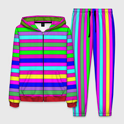 Мужской костюм Multicolored neon bright stripes