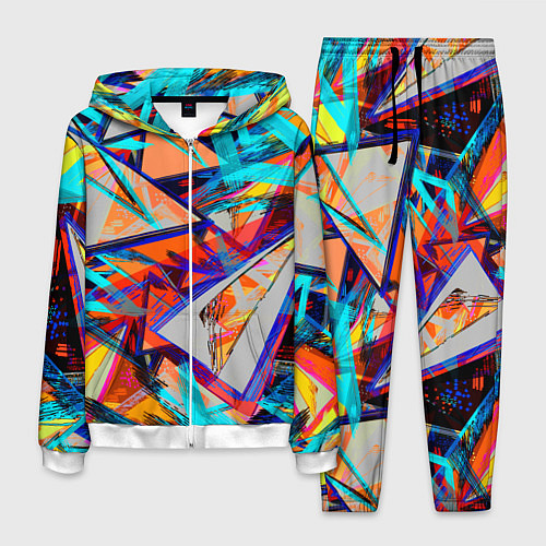 Мужской костюм Яркий неоновый абстрактный узор / 3D-Белый – фото 1