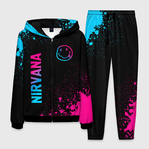 Мужской костюм Nirvana - neon gradient: символ и надпись вертикал / 3D-Черный – фото 1