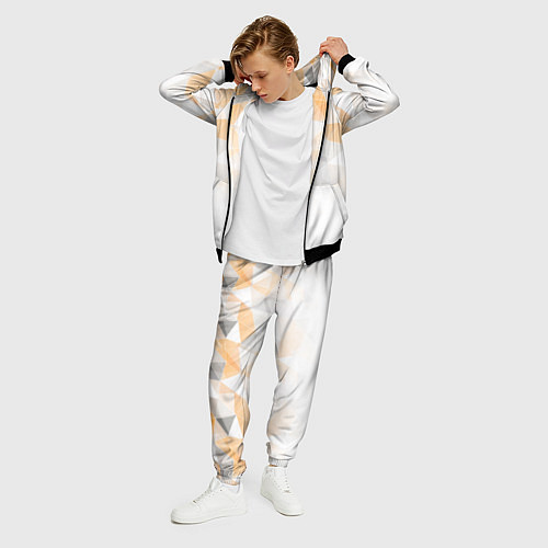 Мужской костюм Однотонный белый и желто-серый геометрический / 3D-Черный – фото 3