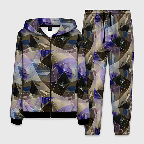 Мужской костюм Полигональный абстрактный: бежевый, коричневый, си / 3D-Черный – фото 1