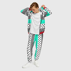 Костюм мужской Комбинированный полосатый черно-голубой узор, цвет: 3D-красный — фото 2