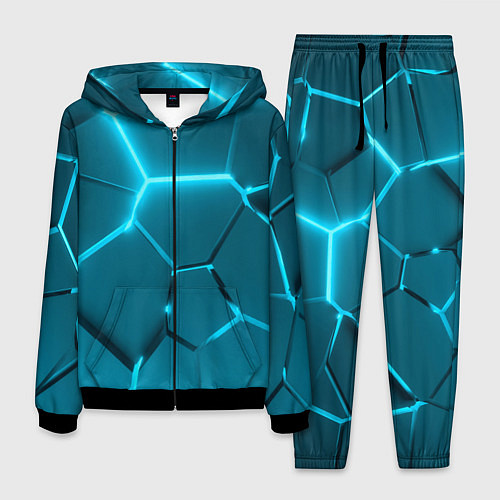 Мужской костюм Ледяные неоновые геометрические плиты / 3D-Черный – фото 1