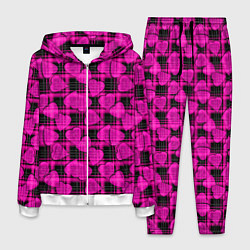 Мужской костюм Black and pink hearts pattern on checkered