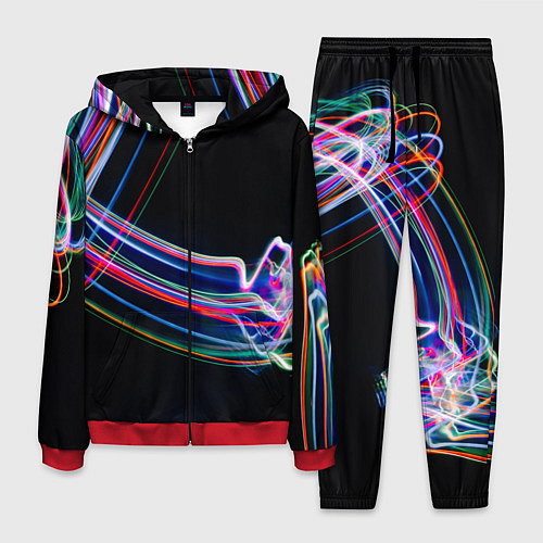 Мужской костюм Неоновые линии во тьме / 3D-Красный – фото 1